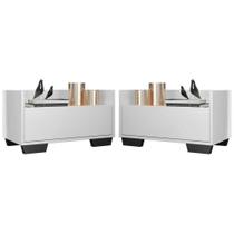Kit Com 2 Mesas De Cabeceira 80Cm Multimóveis V4003 Branca/Preta Branco/Preto