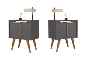 Kit Com 2 Mesas De Cabeceira Quarto Retrô Decorativa Canto Lateral - Davi K7 Plus