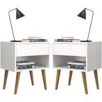 Kit Com 2 Mesas de Cabeceira Retrô Branco
