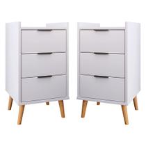 Kit Com 2 Mesas De Cabeceira Retrô Mesinha Decorativa Quarto Casal - Toni 3 Gavetas - Branco - Lojas K7 Plus Kit Com 2 Mesas De Cabeceira Retrô Mesinha Decorativa Quarto Casal - Toni 3 Gavetas - Branco - Lojas K7 Plus