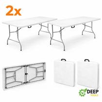 Kit Com 2 Mesas Dobráveis Portátil 1,80m Vira Maleta com Alça Camping Praia Festas Jardim Eventos Deep Tools + Book Kit Com 2 Mesas Dobráveis Portátil 1,80m Vira Maleta com Alça Camping Praia Festas Jardim Eventos Deep Tools + Book