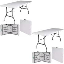 Kit com 2 mesas dobravel portatil de camping vira maleta 1,80m jst