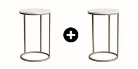 Kit com 2 mesas kira (lateral) - dourada com tampo branco Kit com 2 mesas kira (lateral) - dourada com tampo branco