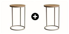Kit com 2 mesas kira (lateral) - dourada com tampo truffel Kit com 2 mesas kira (lateral) - dourada com tampo truffel