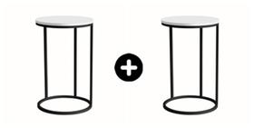 Kit com 2 mesas kira (lateral) - preta com tampo branco Kit com 2 mesas kira (lateral) - preta com tampo branco