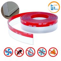 Kit Com 2 Metros Fita Adesiva Veda Fresta Transparente Porta Janelas Vedação Incolor 3m