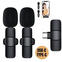 Kit Com 2 Microfones Lapela Wireless Sem Fio Usb C Type Compatível Com Celular Android - Casetal