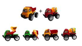 Kit com 2 Mini Caminhões de Construção a Fricção