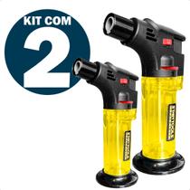 Kit com 2 Mini Maçarico Recarregável Portátil Com Regulador de Chama