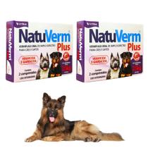 Kit Com 2 Natu Verm Plus Vermífugo Oral Para Cães e Gatos Vermicida 25kg Sabor Carne