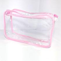 Kit com 2 necessaire Transparente 23x15 viagem, maquiagem, esmalte, organizadora, multiuso