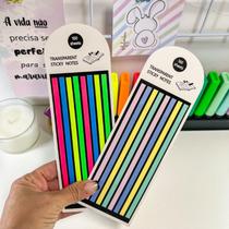 Kit com 2 Notas Adesivas Fininhas Marcador de Página Transparente Sticky Notes Marca Texto Post It Neon e Tom Pastel Kit com 2 Notas Adesivas Fininhas Marcador de Página Transparente Sticky Notes Marca Texto Post It Neon e Tom Pastel