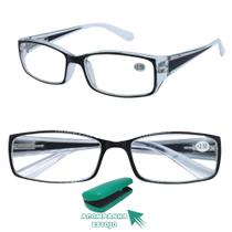 Kit com 2 Óculos De Leitura/Perto Grau (+1,00 Até +5,00) Preto com Transparente