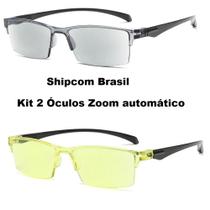 Kit com 2 óculos Zoom automático inteligente para Homem Mulher ( Cor=1 Amarelo e 1 Cinza Escuro ). Kit com 2 óculos Zoom automático inteligente para Homem Mulher ( Cor=1 Amarelo e 1 Cinza Escuro ).