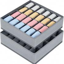 Kit com 2 Organizador de Gaveta Colmeia com 24 Divisórias TNT Premium Dobrável, para Meias, Cuecas e Roupas Íntimas CINZA Kit com 2 Organizador de Gaveta Colmeia com 24 Divisórias TNT Premium Dobrável, para Meias, Cuecas e Roupas Íntimas CINZA