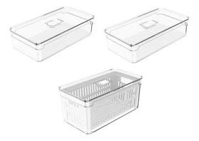 Kit com 2 Organizador De Geladeira Legumes Saladas Porta Frutas 5 e 2,8l Kit com 2 Organizador De Geladeira Legumes Saladas Porta Frutas 5 e 2,8l