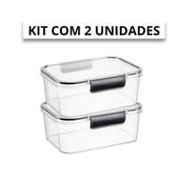 Kit com 2 Organizadores Herméticos Clear com Trava 1,2L 1905 Kit com 2 Organizadores Herméticos Clear com Trava 1,2L 1905