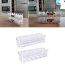 Kit Com 2 Organizadores Porta Ovos Para Geladeira Empilhável Acrílico UZ