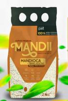 Kit com 2 pacotes de Areia Granulado Sanitário para gatos Mandioca e fibras vegetais MANDII Fina Natural e Biodegradável 4L Kit com 2 pacotes de Areia Granulado Sanitário para gatos Mandioca e fibras vegetais MANDII Fina Natural e Biodegradável 4L