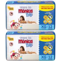 Kit com 2 Pacotes de Fraldas Descartavel Turma da Monica Baby Tecnologia Quatrosec Tamanho Xg