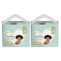 Kit com 2 pacotes de fraldas pampers premium care infantil xxg 56