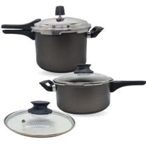 Kit com 2 Panelas de Pressão Antiaderente Fechamento Externo 3 L e 4,5 L Grafite - Marcolar Kit com 2 Panelas de Pressão Antiaderente Fechamento Externo 3 L e 4,5 L Grafite - Marcolar