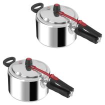 Kit Com 2 Panelas de Pressão Clock 3 Litros Original Polida Fechamento Interno