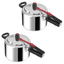Kit Com 2 Panelas de Pressão Clock 4,5 Litros Original Polida Fechamento Interno Kit Com 2 Panelas de Pressão Clock 4,5 Litros Original Polida Fechamento Interno