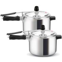 Kit Com 2 Panelas De Pressão Rochedo 4.5 Litros Em Alumínio Com 3 Sistema Segurança