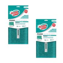 Kit com 2 Pano Microfibra de Chão com Furo para Rodo ou Mop 50x60 Flash Limp FLP6735