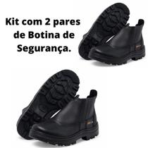 Kit com 2 pares de Botina de Segurança Bico PVC