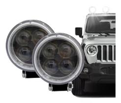 Kit Com 2 Pares De Farol De Milha Redondo 4 Led 12w 12v/24v Offroad 6500k