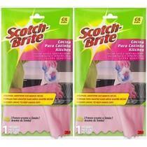 Kit com 2 Pares de Luva para Cozinha SCOTCH-BRITE TAM G Rosa 3M