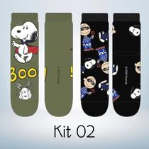 Kit com 2 Pares de Meia Infantil Menino Snoopy (Peanuts) Produto Licenciado