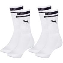 Kit com 2 Pares de Meias Esportiva Listrada Modelo Cano Longo Puma Sport Calcanhar Verdadeiro Básic