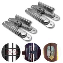 Kit Com 2 Pares Fecho Trinco Tranqueta Janela De Correr Veneziana Vitrô Com Puxador Segurança Seguro