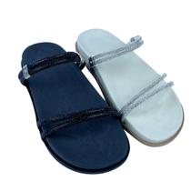 Kit Com 2 Pares Sandália Rasteira Feminina Strass 01 Kit Com 2 Pares Sandália Rasteira Feminina Strass 01
