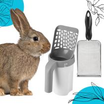 Kit com 2 Pás Higiênicas Aço Inoxidável + Coletor com Dispenser Para Gatos Roedores Répteis