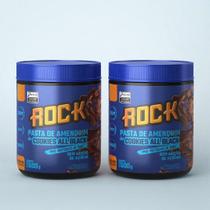 Kit com 2 Pastas de Amendoim sabor Cookies All Black 600g c Whey Protein Rock Food