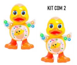 Kit com 2 Patinho Dançante Musical Luzes E Som Brinquedo Bebê Criança Infantil