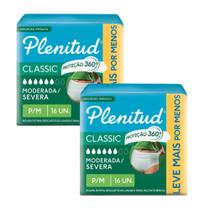 Kit com 2 Pct Roupa Intima Fralda Calça Plenitud Classic Vesti Igual Calcinha P/M 32 Uni