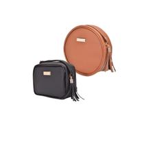 Kit Com 2 Peças Bolsa Feminina Redonda e Bolsa Feminina Quadrada Básica Lisa Dia a Dia