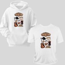 Kit Com 2 Peças Moletom Canguru e Camiseta Gola Redonda Estamp 100% Country Rodeio Conjunto