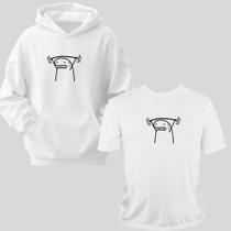 Kit Com 2 Peças Moletom Canguru e Camiseta Gola Redonda Estamp Flork Fitness Conjunto Unissex