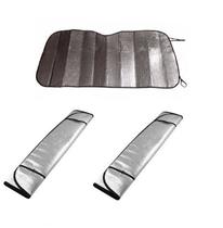 Kit com 2 peças protetor solar tapa sol para-brisa carro alumínio 130x60cm