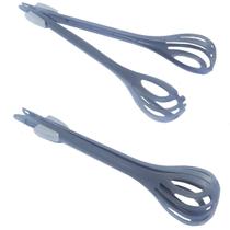 Kit com 2 Pegador e Batedor 2 Em 1 Em Nylon Com Trava Pinça Fouet de 29cm