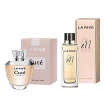 Kit com 2 perfumes feminino cuté 100ml + in woman 90ml la rive eau de parfum
