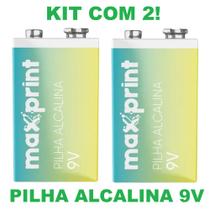 Kit com 2 pilha alcalina bateria 9v maxprint longa duração Kit com 2 pilha alcalina bateria 9v maxprint longa duração