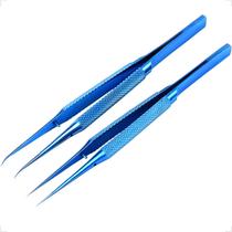 Kit Com 2 Pinça Liga De Titânio Profissional De Precisão Impressão Digital Reta E Curva 0,15mm Antimagnéticas Alta Resistência