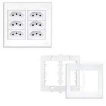 Kit Com 2 Placa 4x4 Com Suporte + 6 Tomadas 10A/250V - Fame Kit Com 2 Placa 4x4 Com Suporte + 6 Tomadas 10A/250V - Fame
